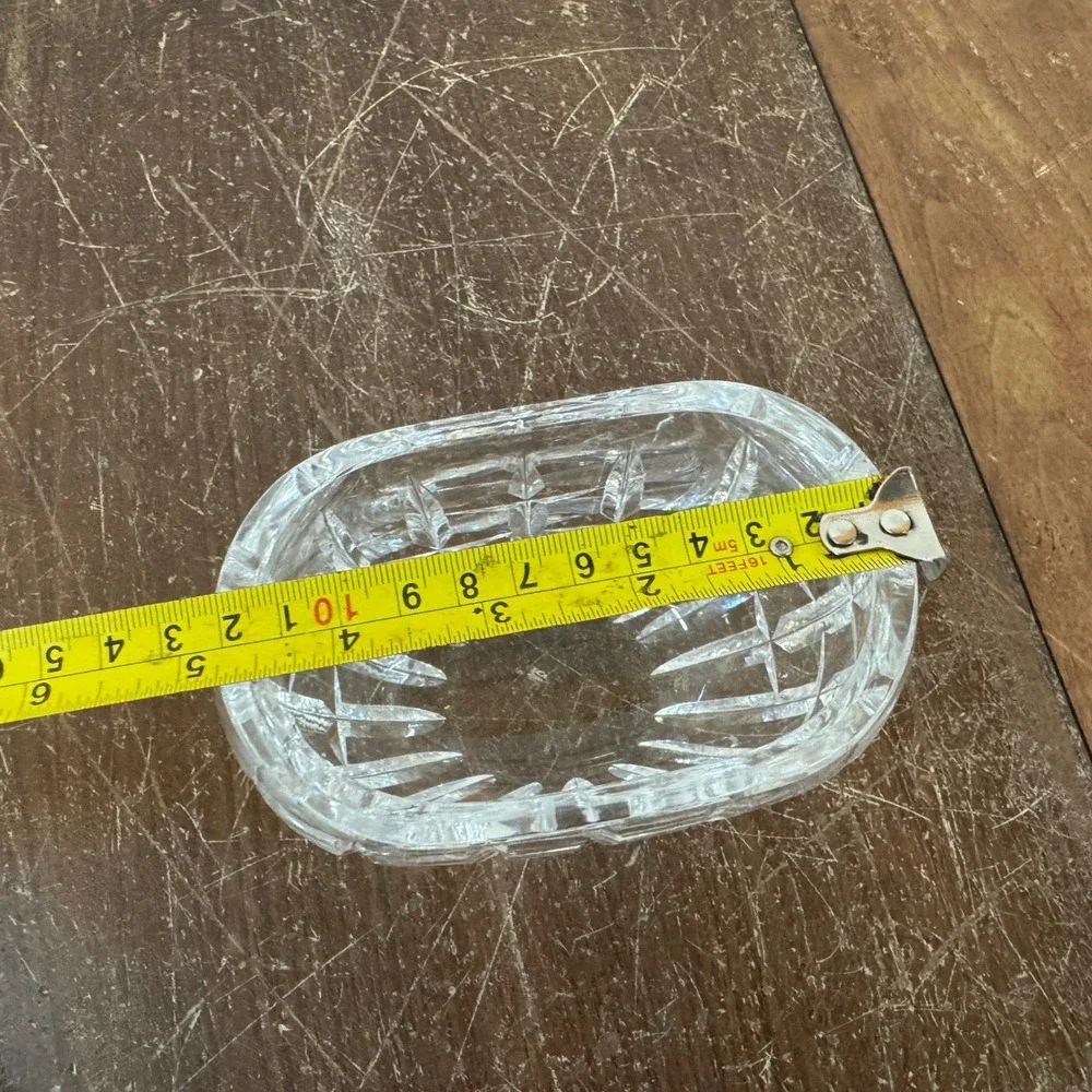Oval Crystal Squat‎ Vase Candle Holder Cut Glass Decor